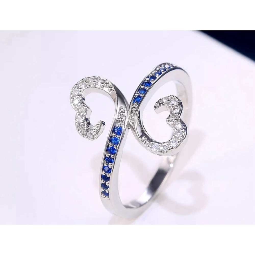 NEW HEART HALO‎ RING, WHITE GOLD PLATED 925 SILVER, LOVE RING, CUTE RING, SIZE 6 - Picture 4 of 12